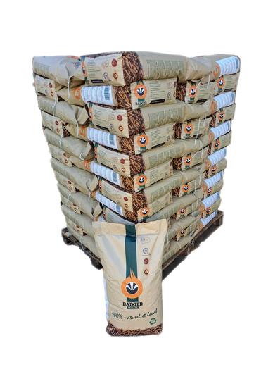 BADGER Holzpellets – Palette mit 65 Säcken à 15 kg