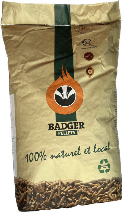 BADGER Holzpellets – Palette mit 65 Säcken à 15 kg